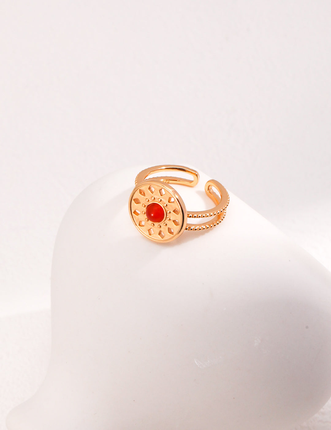 Red Agate Ring | Red Agate Open Ring | Eudorra Jewelry