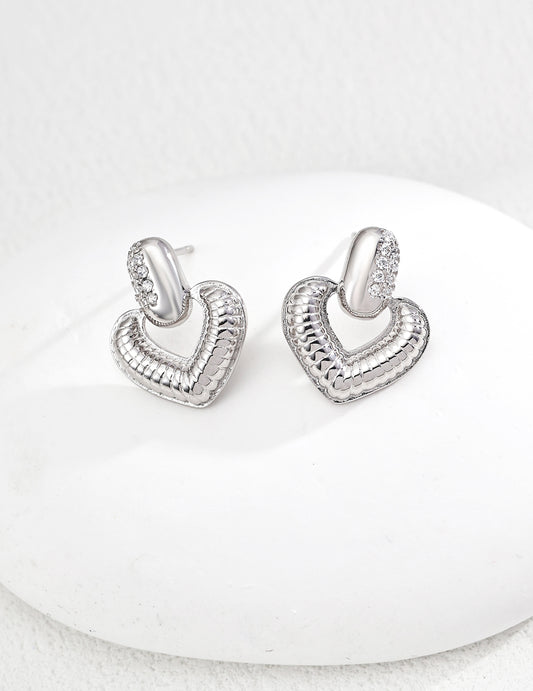 Heart Drop Earrings | Zirconia Drop Earrings | Eudorra Jewelry