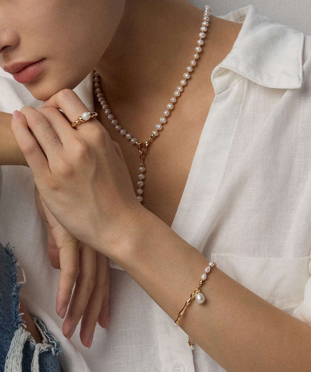 Naked Pearl Rivulet Bracelet ｜Eudorra Jewelry.