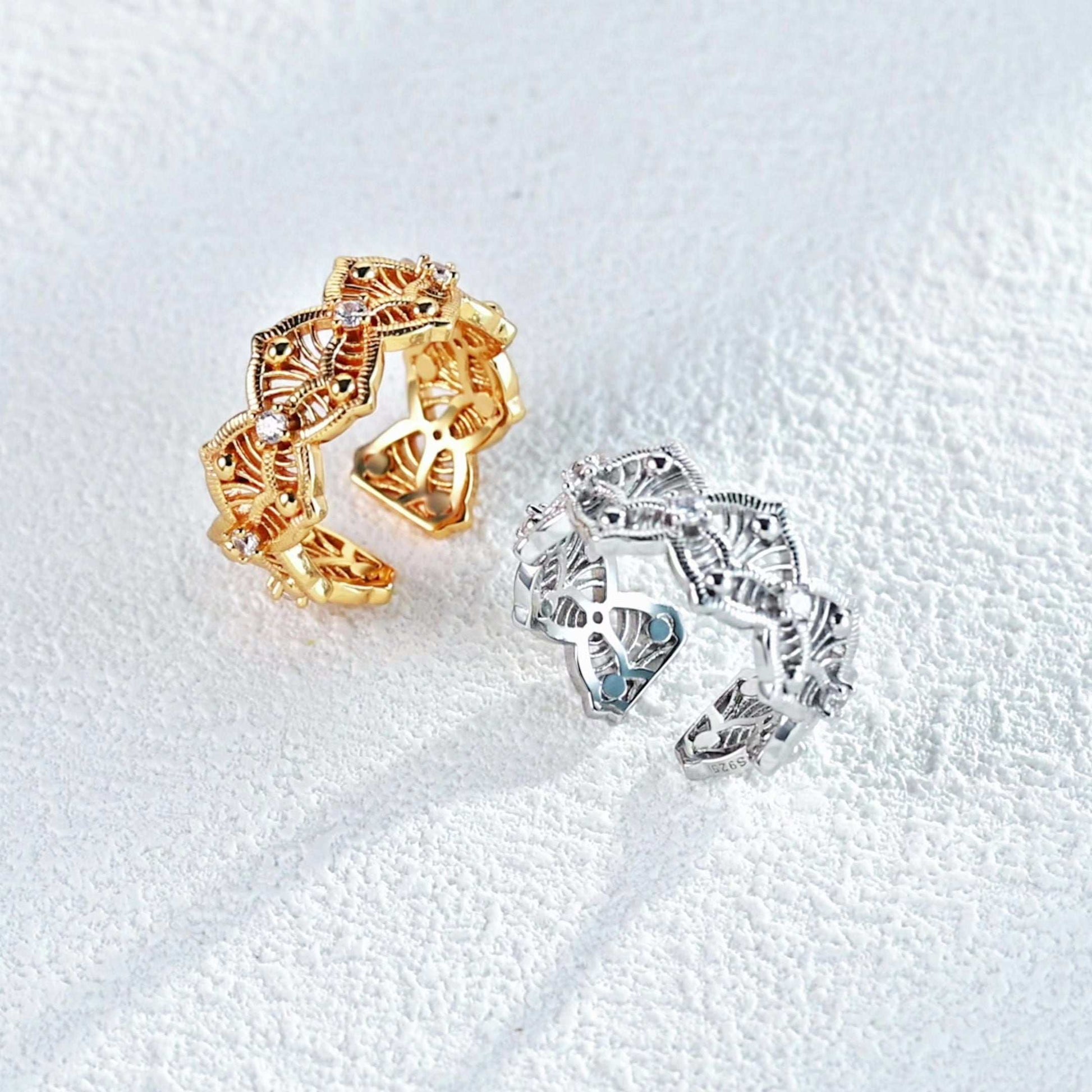 Radiance Glyph Open Ring ｜Eudorra Jewelry.