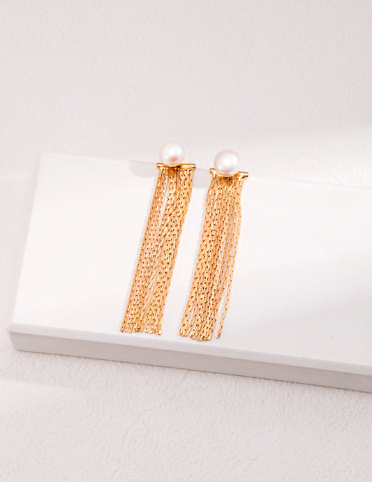 Women's Tassel Earrings | Pearl Tassel Earrings | Eudorra Jewelry