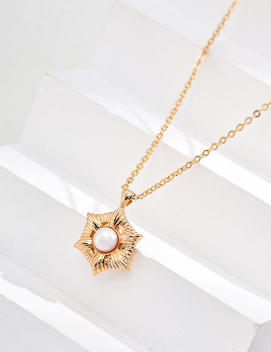 Pearl Blossom Necklace | Celestial Pearl Necklace | Eudorra Jewelry