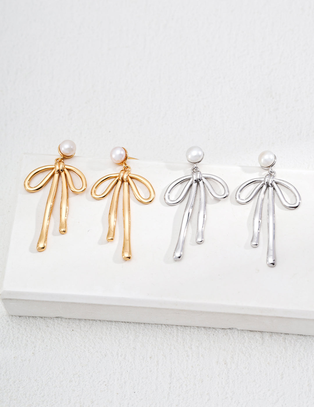 Pearl Bow Earrings｜Women's Bow Earrings | Eudorra Jewelry