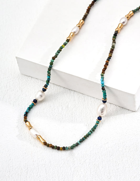 Lapis Lazuli Necklace | Turquoise Bead Necklace | Eudorra Jewelry